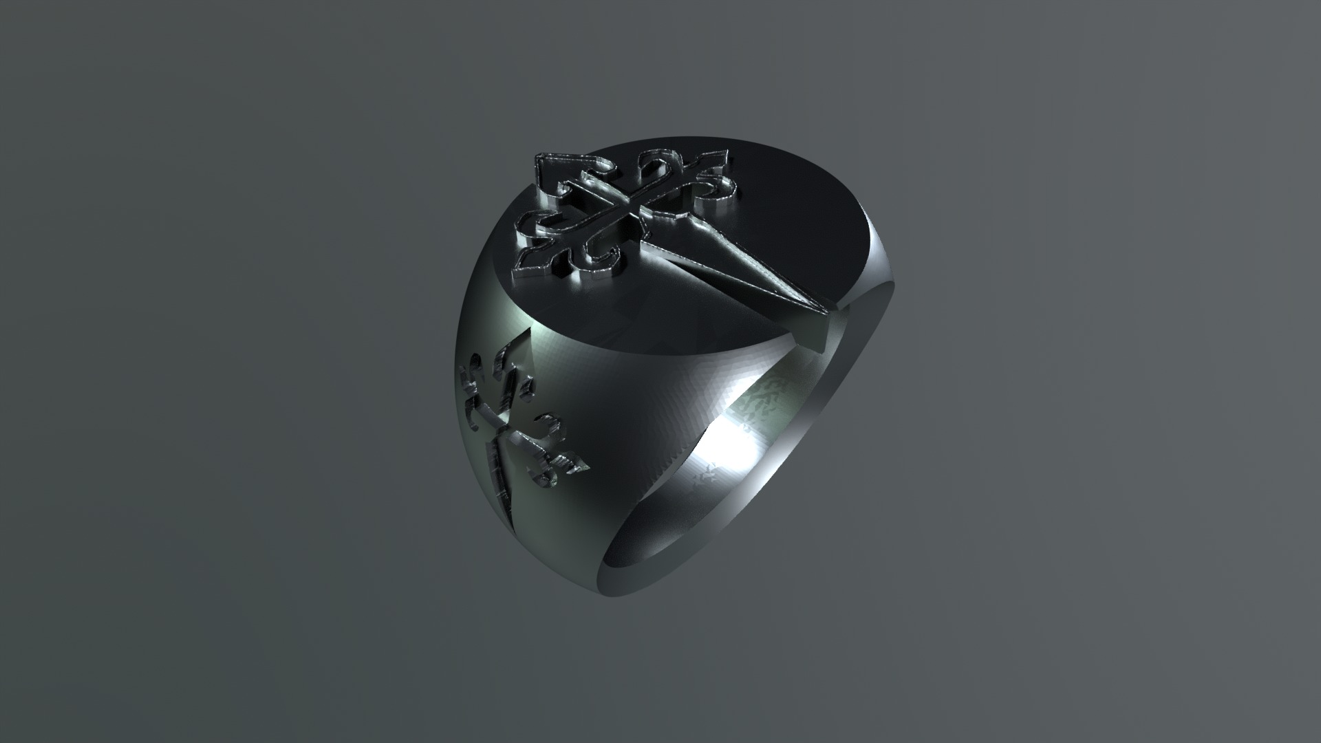 man ring with cross 2 3D print model_6