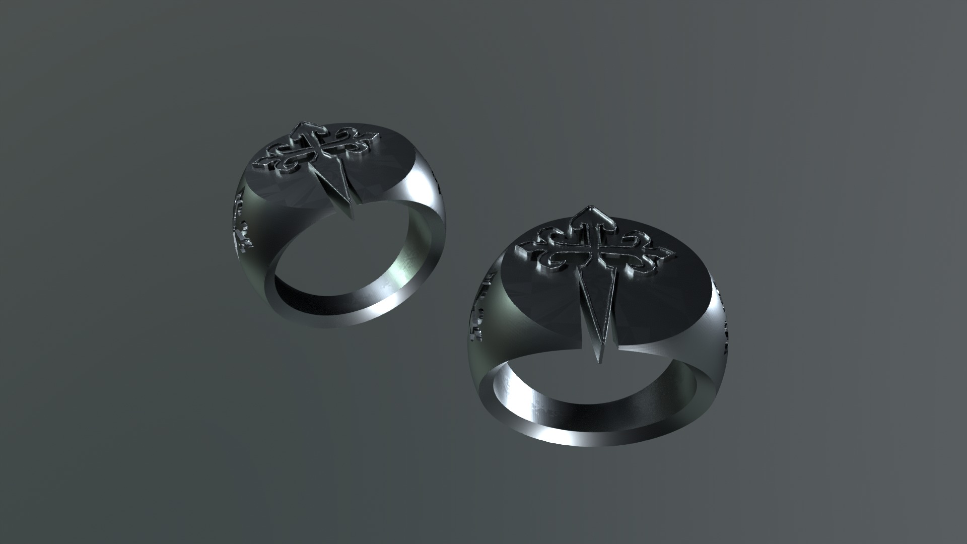 man ring with cross 2 3D print model_7