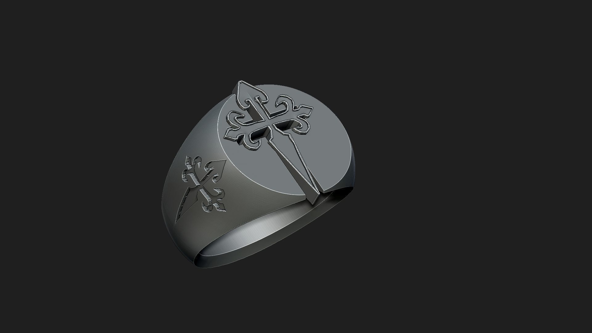man ring with cross 2 3D print model_1