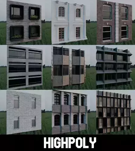 9 background building facades pack