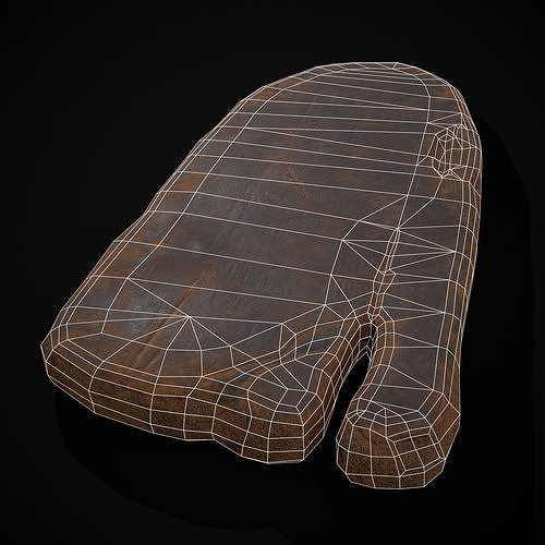 Wooden Bread Cutting Board Low-poly 3D model 2