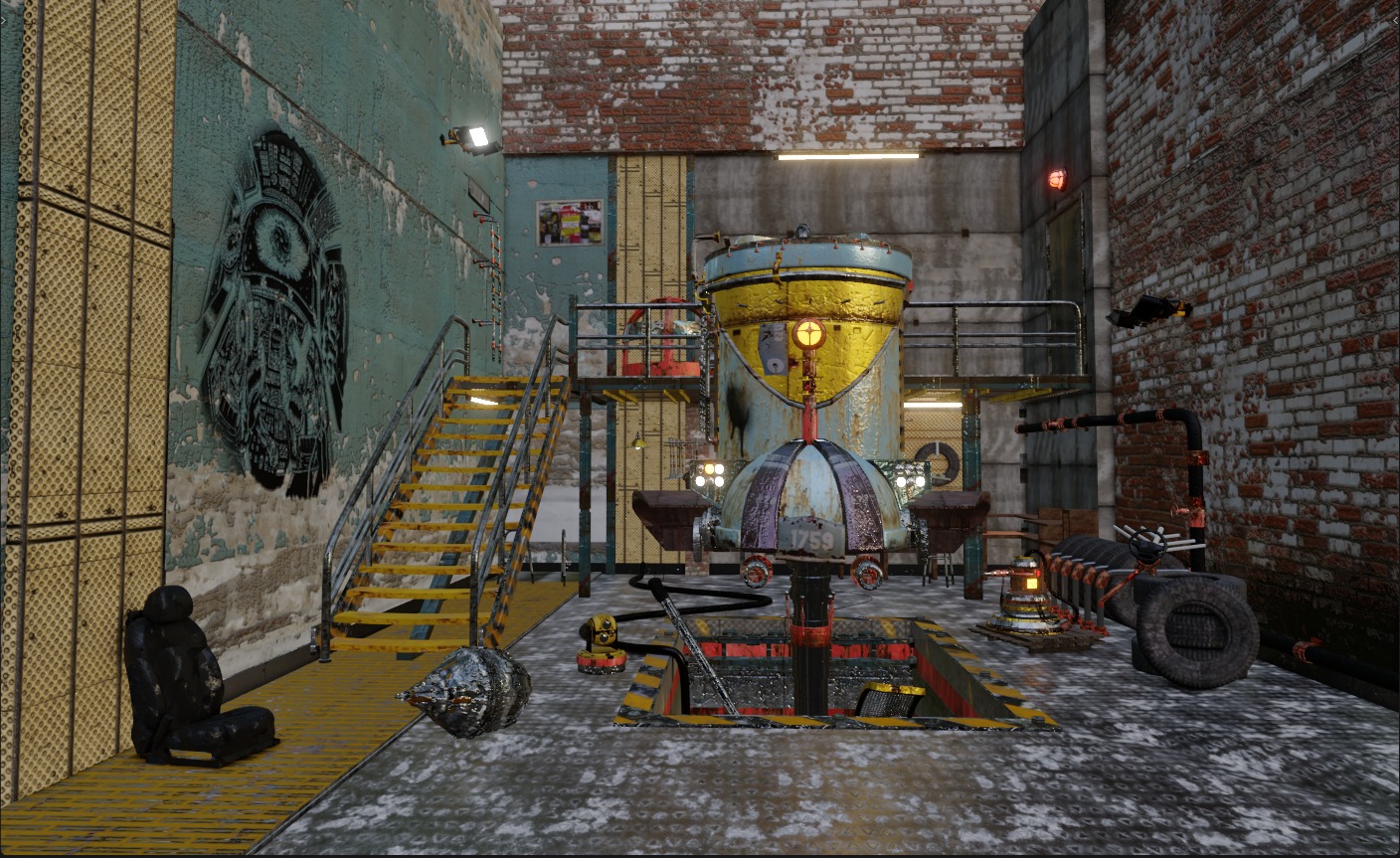 Sci-Fi Mechanical Workshop Low-poly 3D model_5