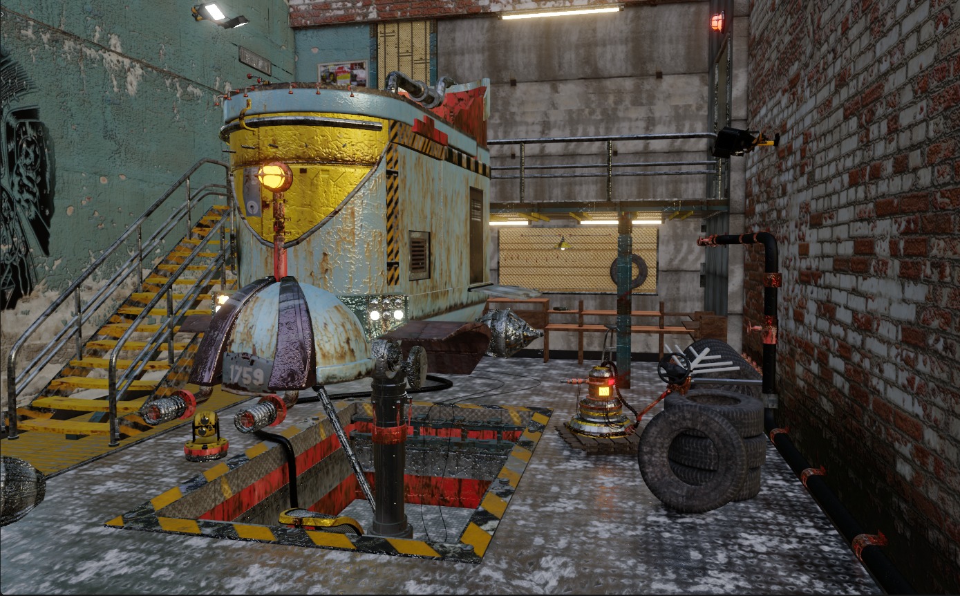 Sci-Fi Mechanical Workshop Low-poly 3D model_7