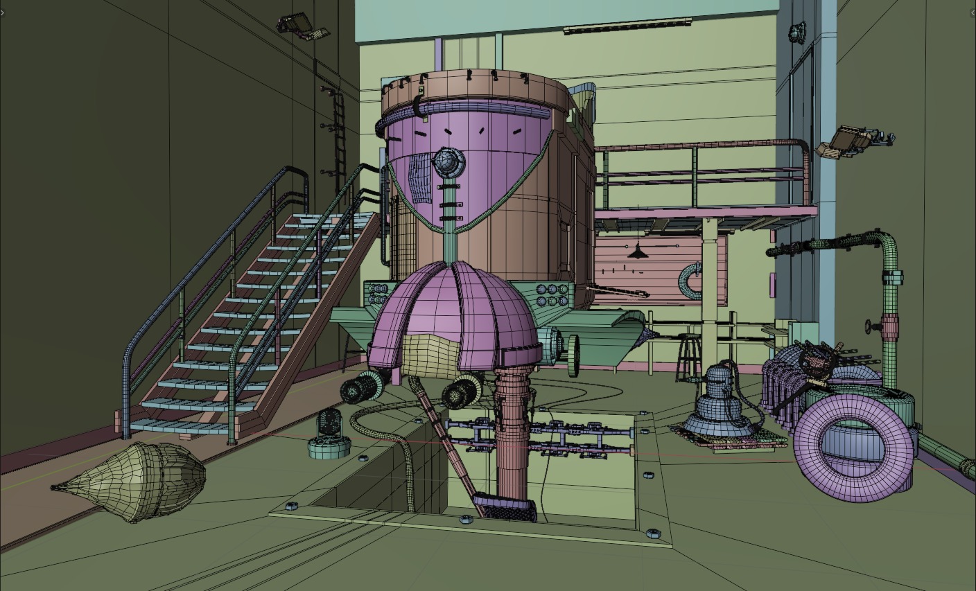Sci-Fi Mechanical Workshop Low-poly 3D model_8