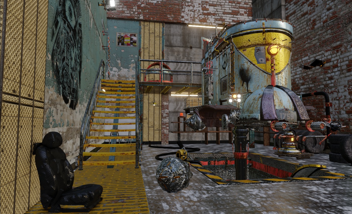 Sci-Fi Mechanical Workshop Low-poly 3D model_6