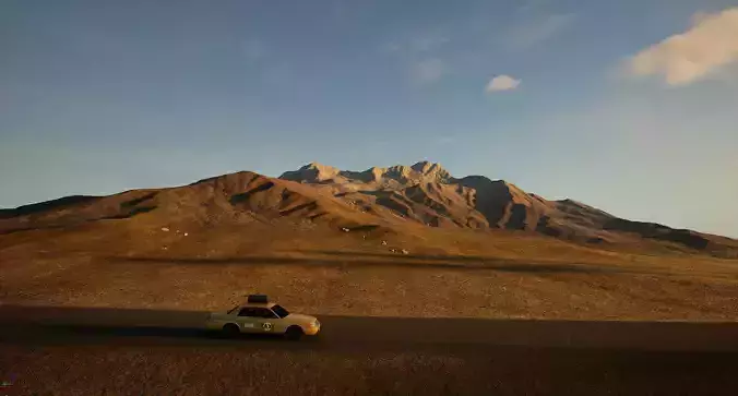 UE5 Mountain road at dusk