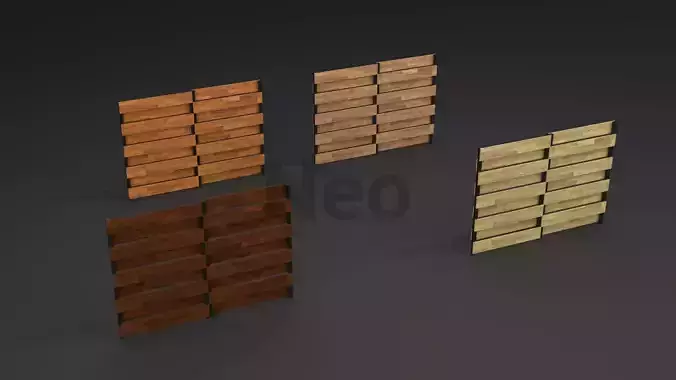 Low-Poly Wooden Fence 3D Model - Modern Wooden Fence