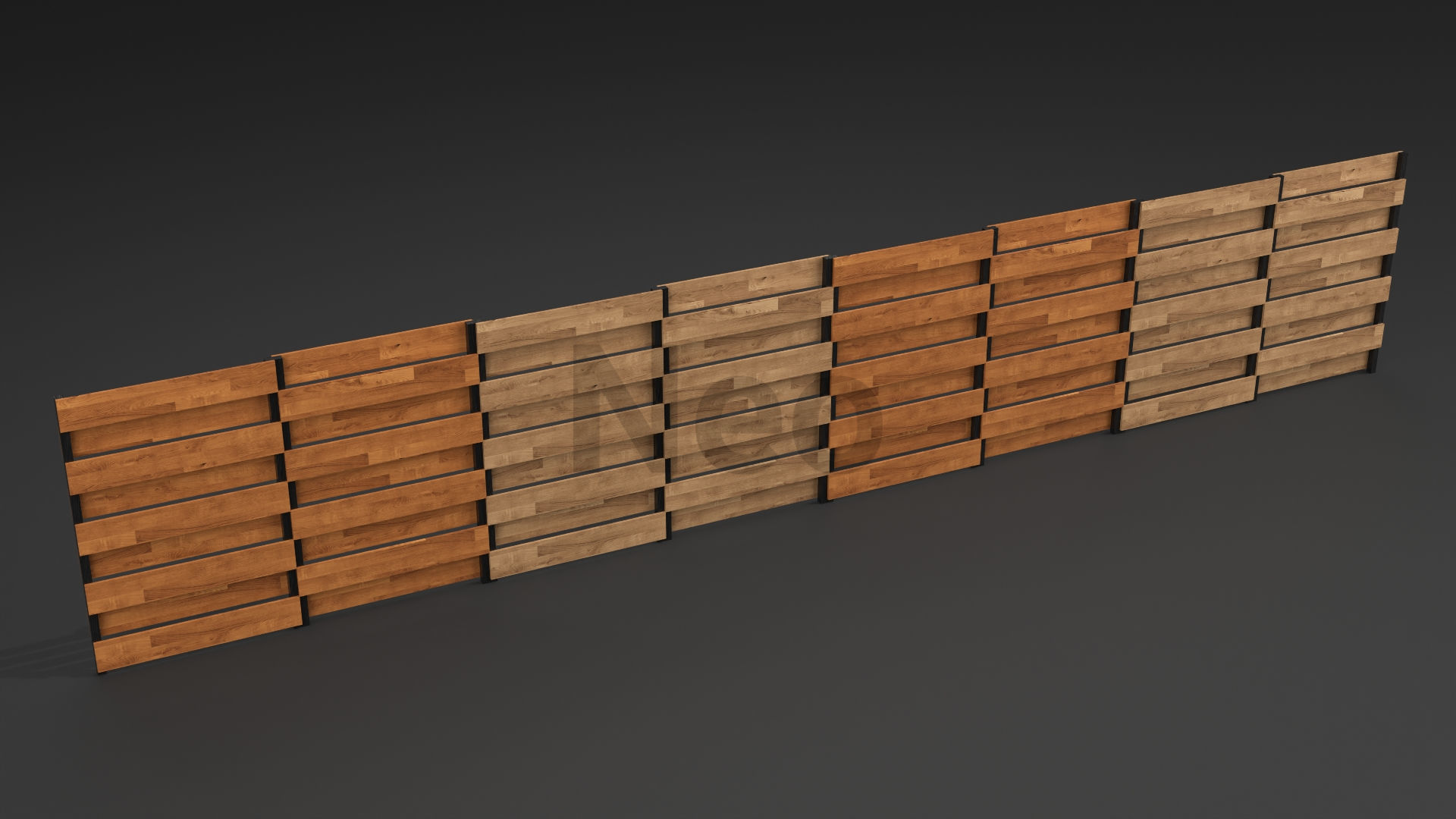 Low-Poly Wooden Fence 3D Model - Modern Wooden Fence Low-poly 3D model_10
