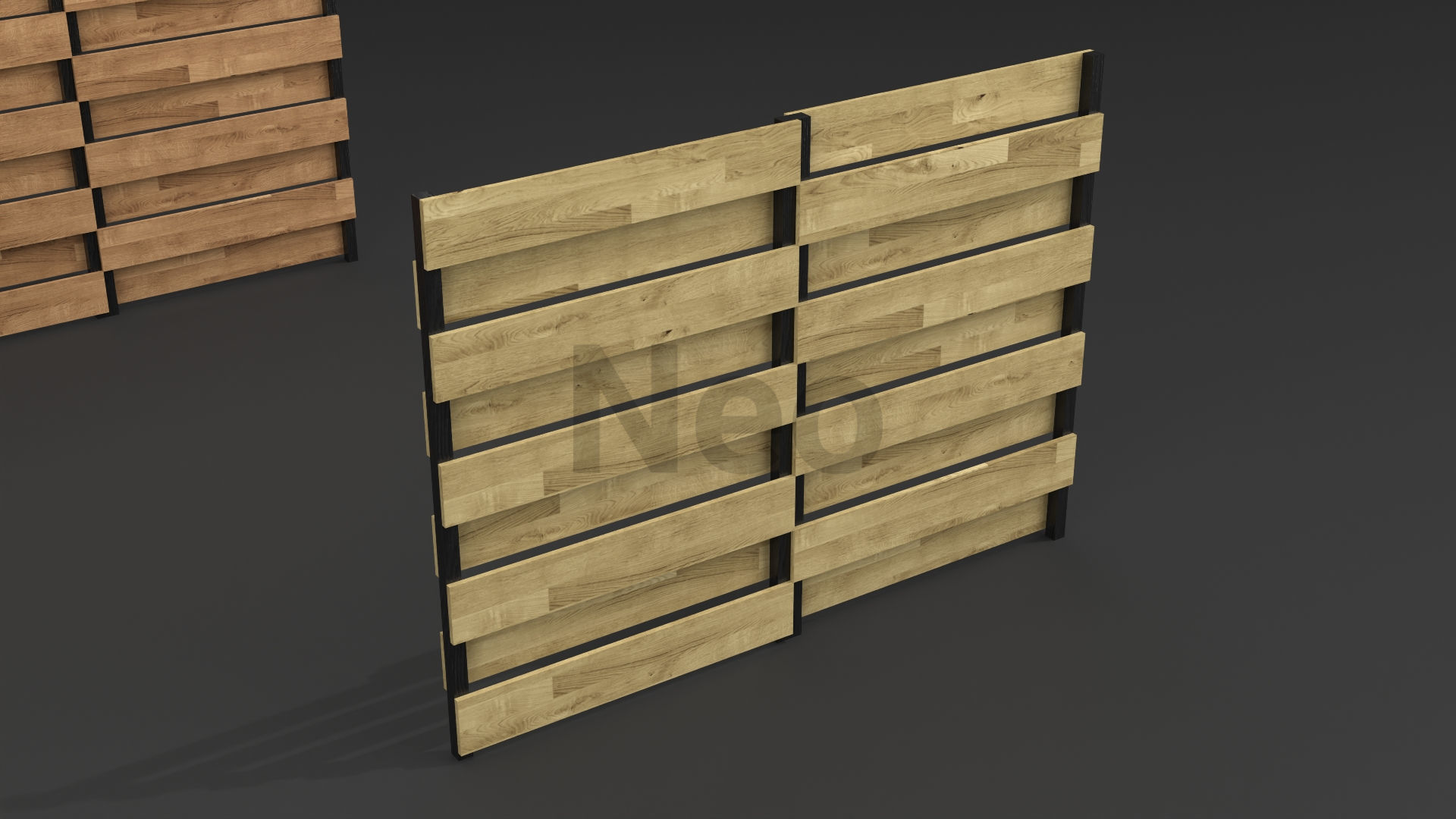 Low-Poly Wooden Fence 3D Model - Modern Wooden Fence Low-poly 3D model_2