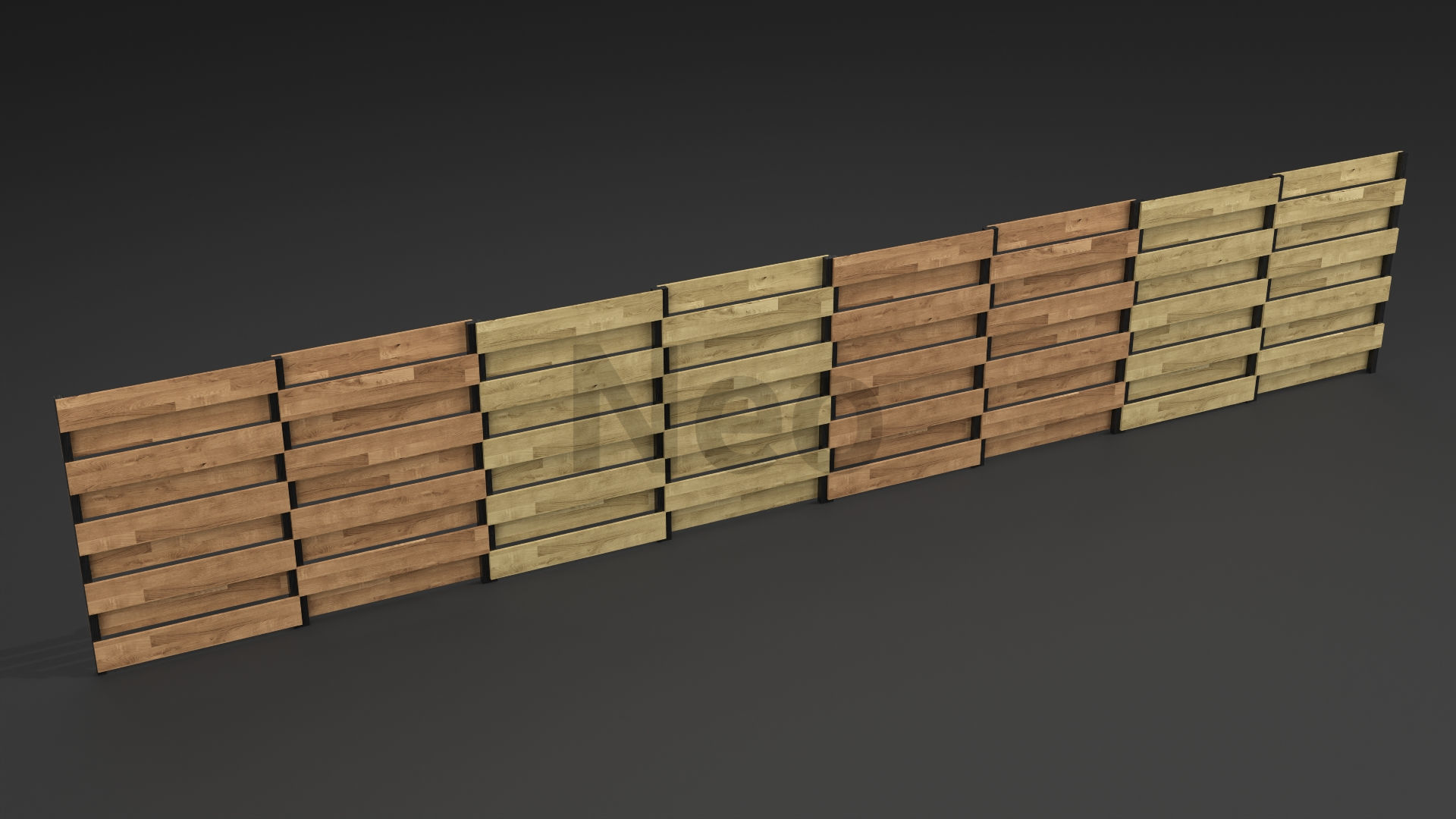 Low-Poly Wooden Fence 3D Model - Modern Wooden Fence Low-poly 3D model_11
