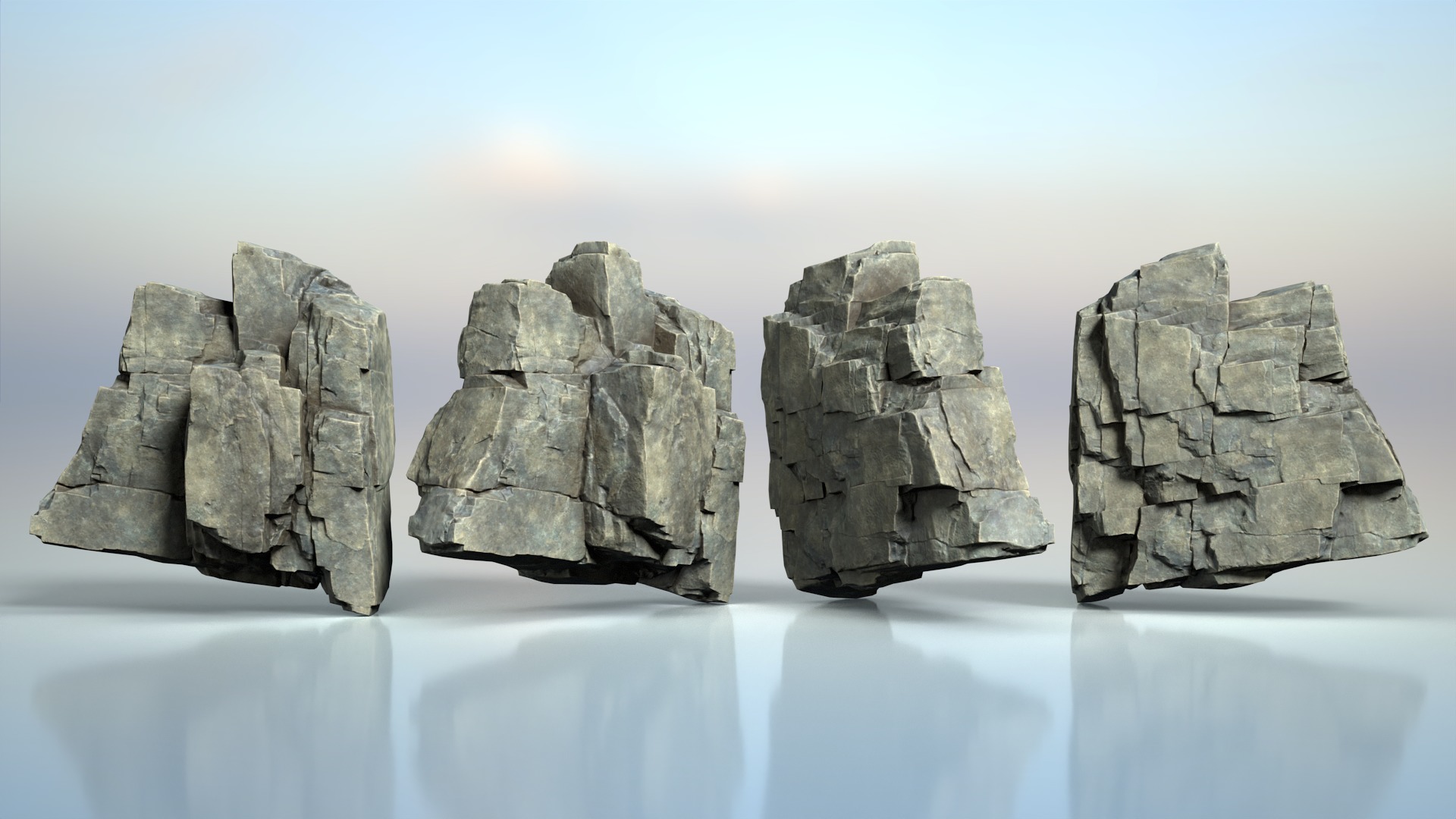 6 Modular Cliff Rocks - 240809 Low-poly 3D model_3