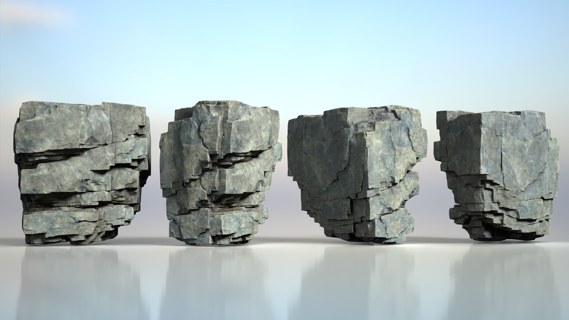 6 Modular Cliff Rocks - 240809 Low-poly 3D model_5