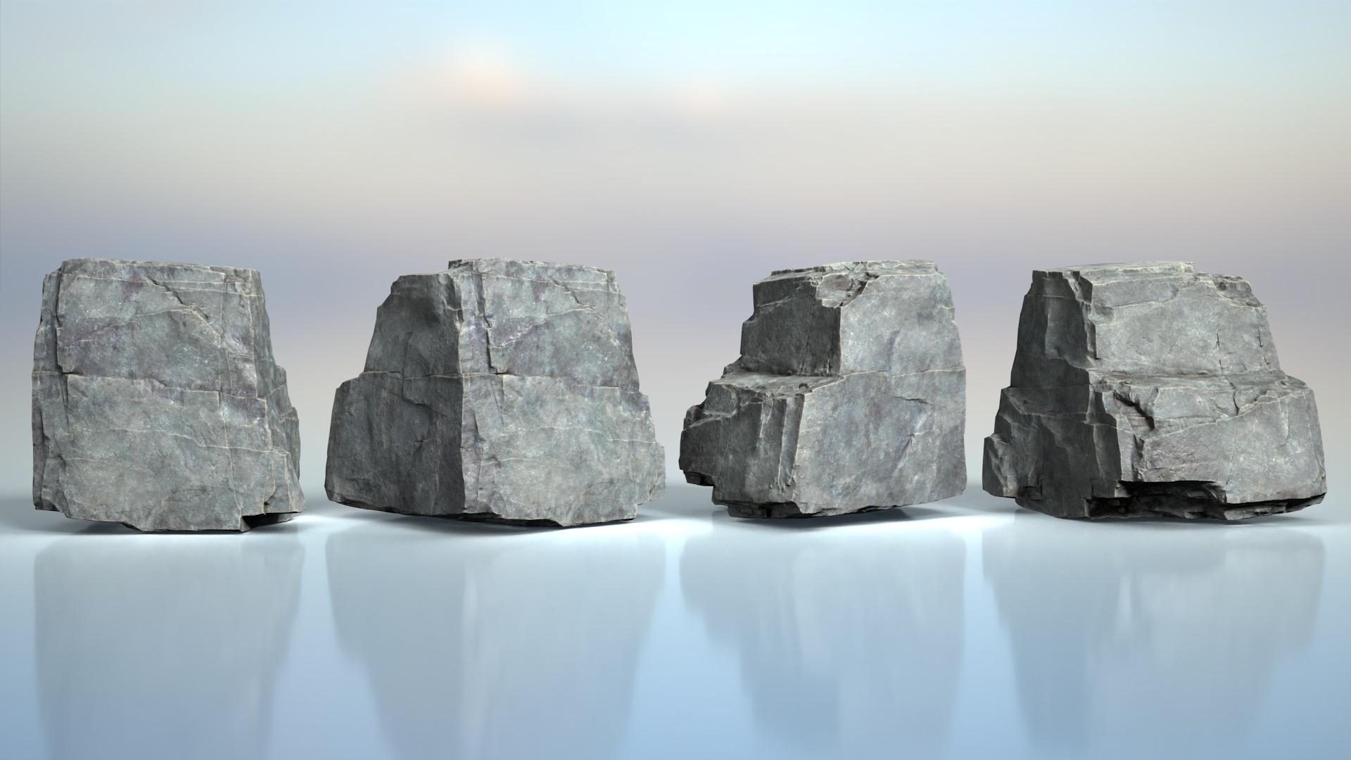 6 Modular Cliff Rocks - 240809 Low-poly 3D model_2
