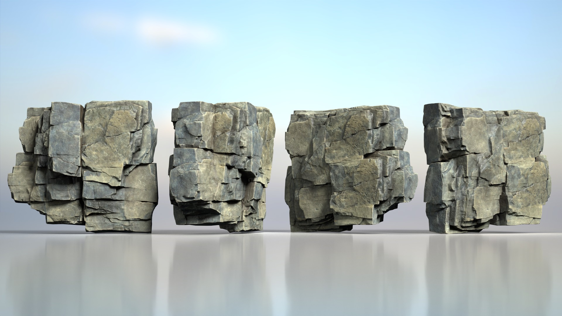6 Modular Cliff Rocks - 240809 Low-poly 3D model_4