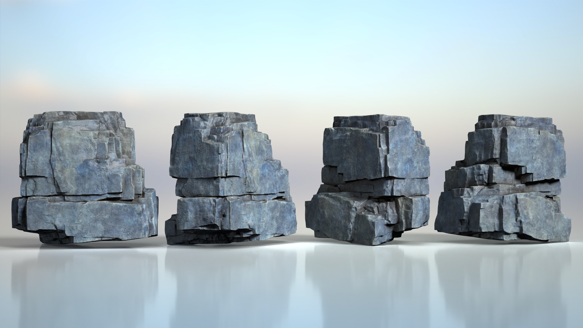 6 Modular Cliff Rocks - 240809 Low-poly 3D model_7