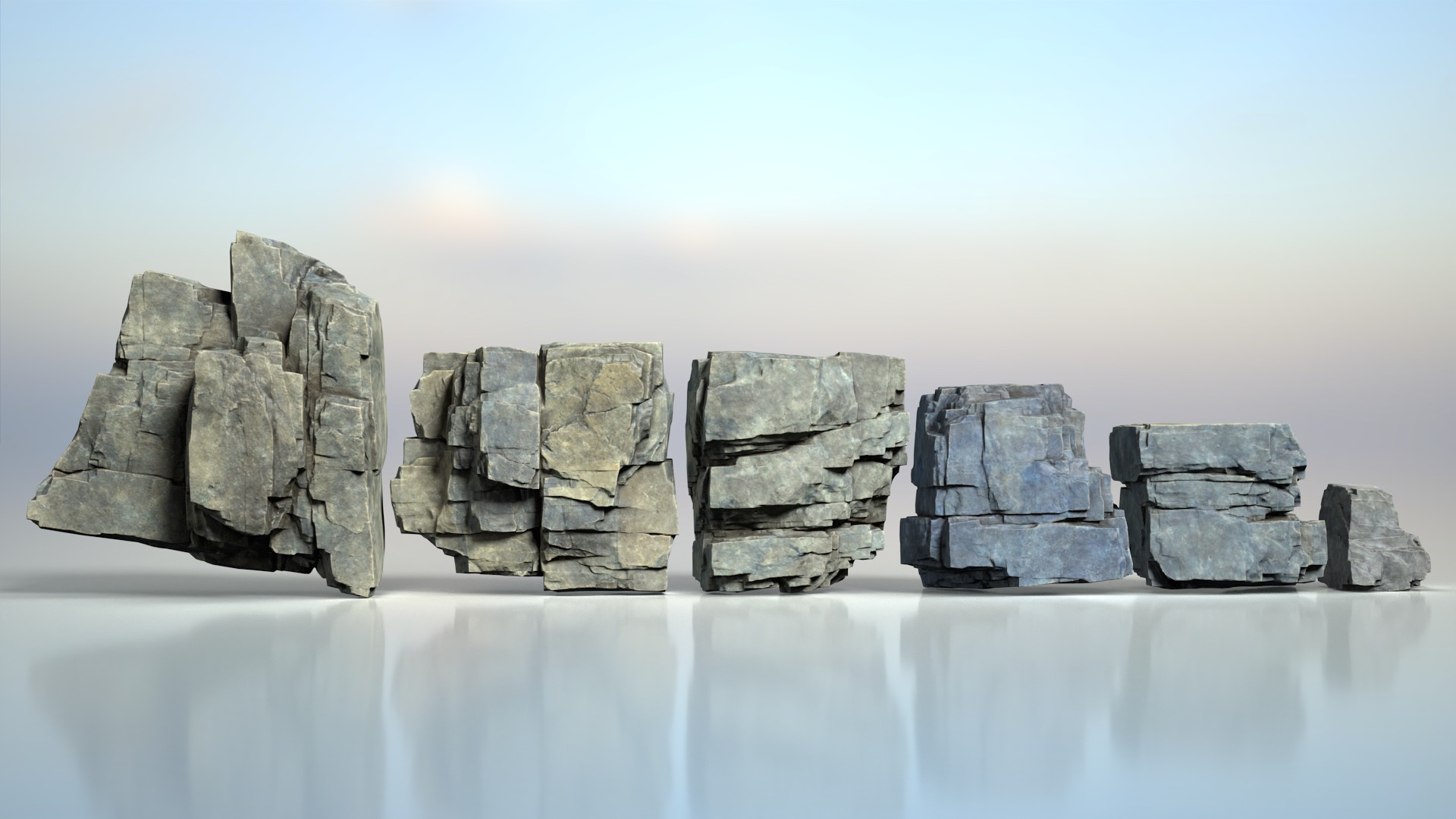 6 Modular Cliff Rocks - 240809 Low-poly 3D model_1