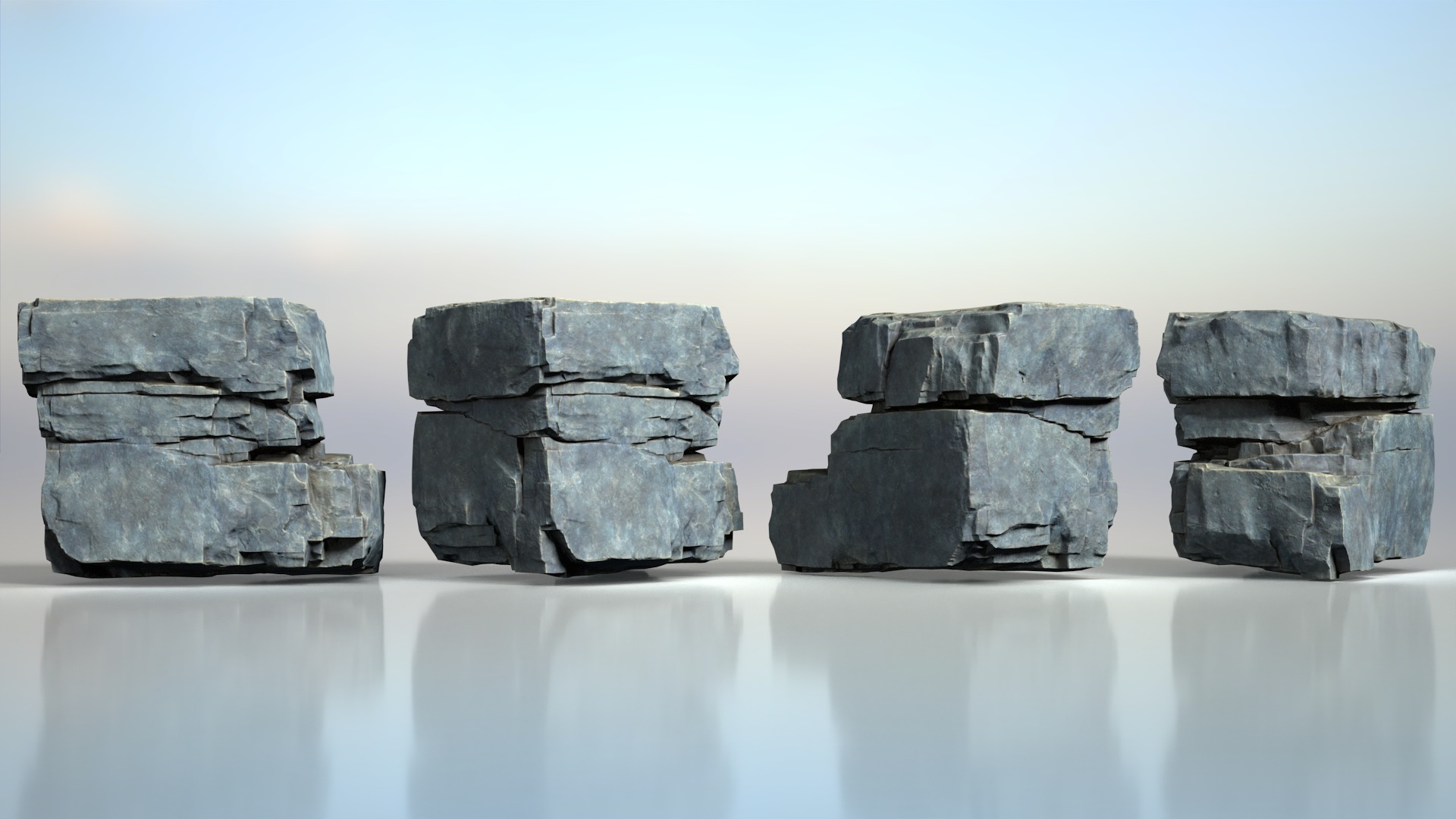 6 Modular Cliff Rocks - 240809 Low-poly 3D model_6
