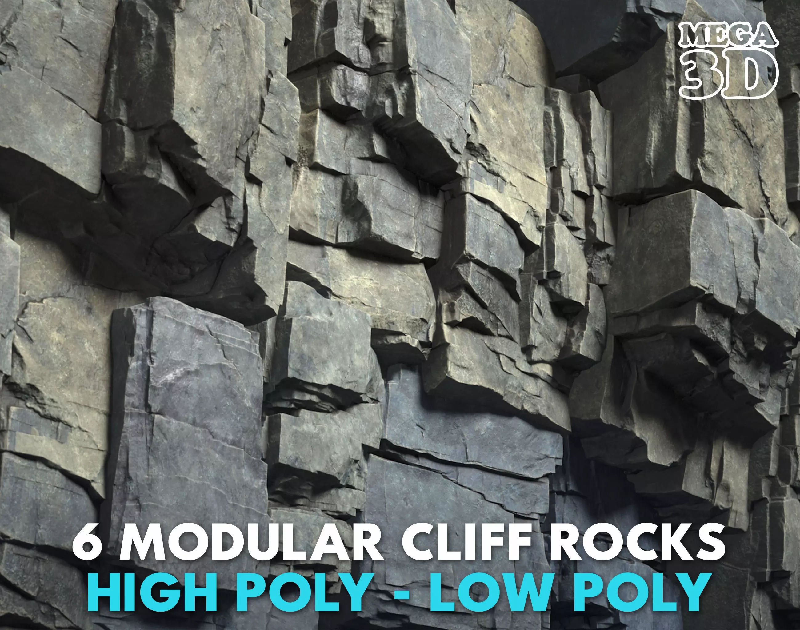 6 Modular Cliff Rocks - 240809 Low-poly 3D model_0