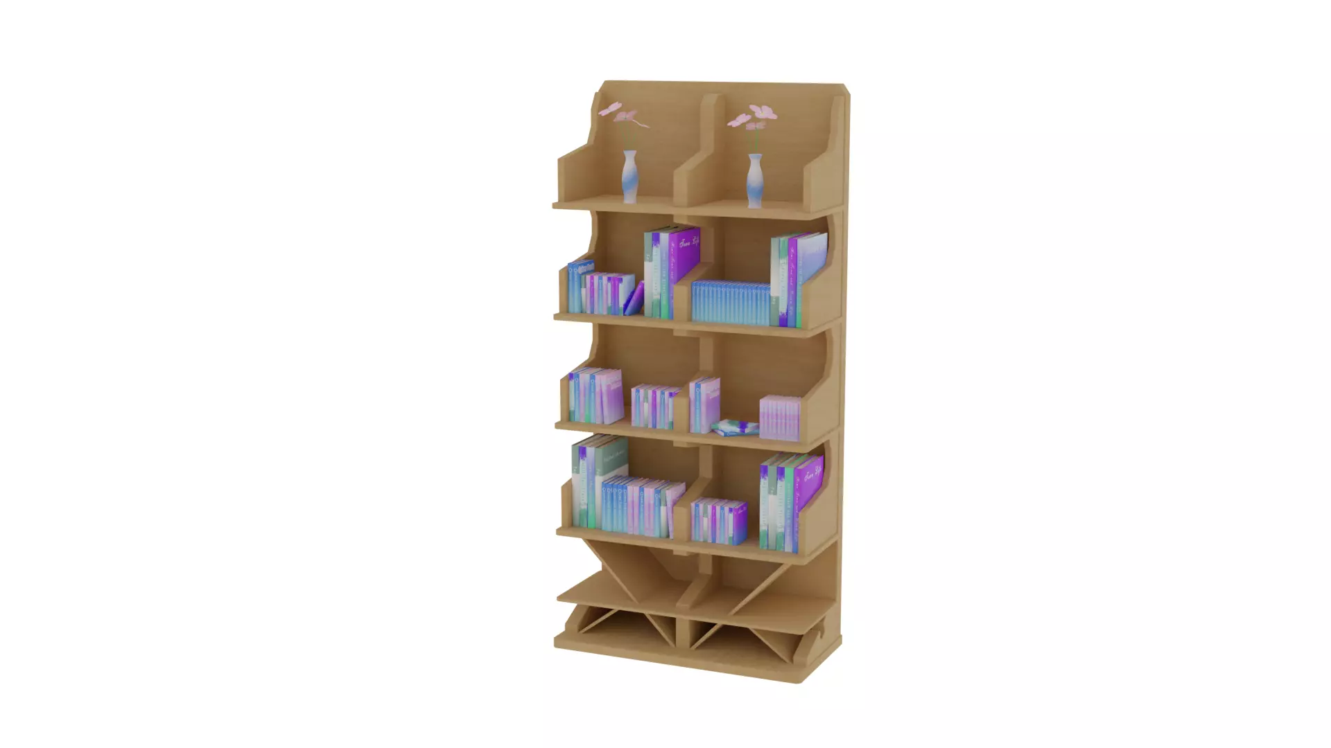 Wooden Bookcase Low-poly 3D model_0
