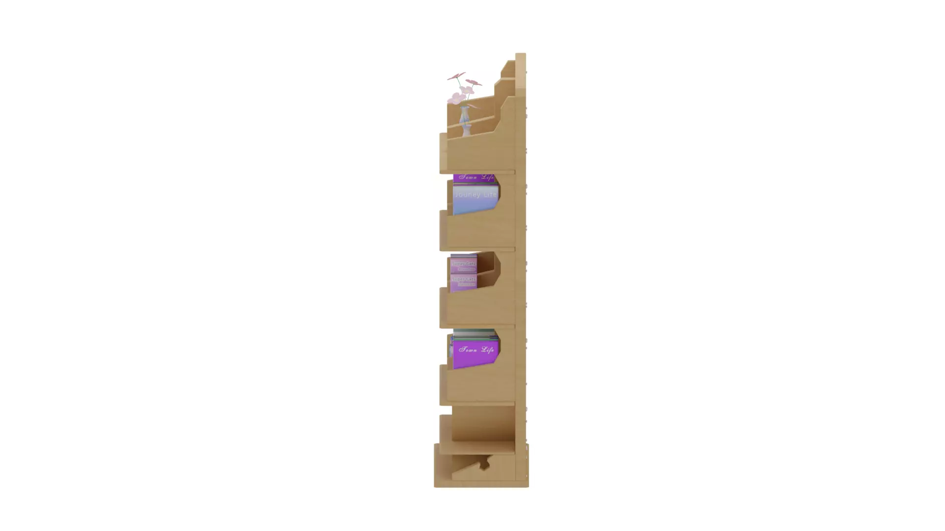 Wooden Bookcase Low-poly 3D model_2