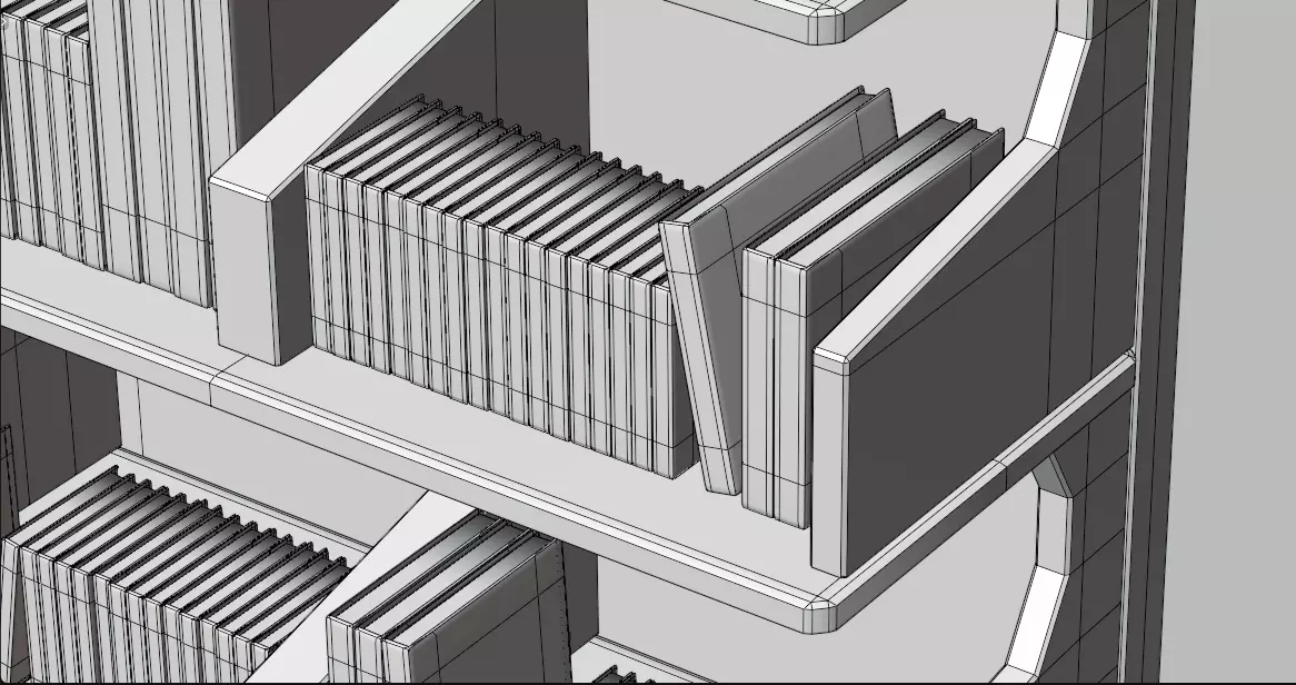 Wooden Bookcase Low-poly 3D model_9