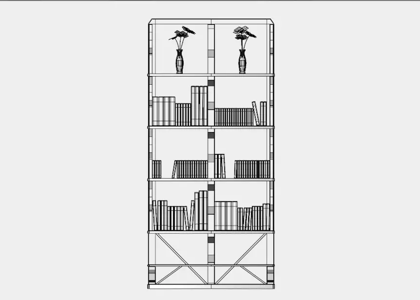 Wooden Bookcase Low-poly 3D model_5