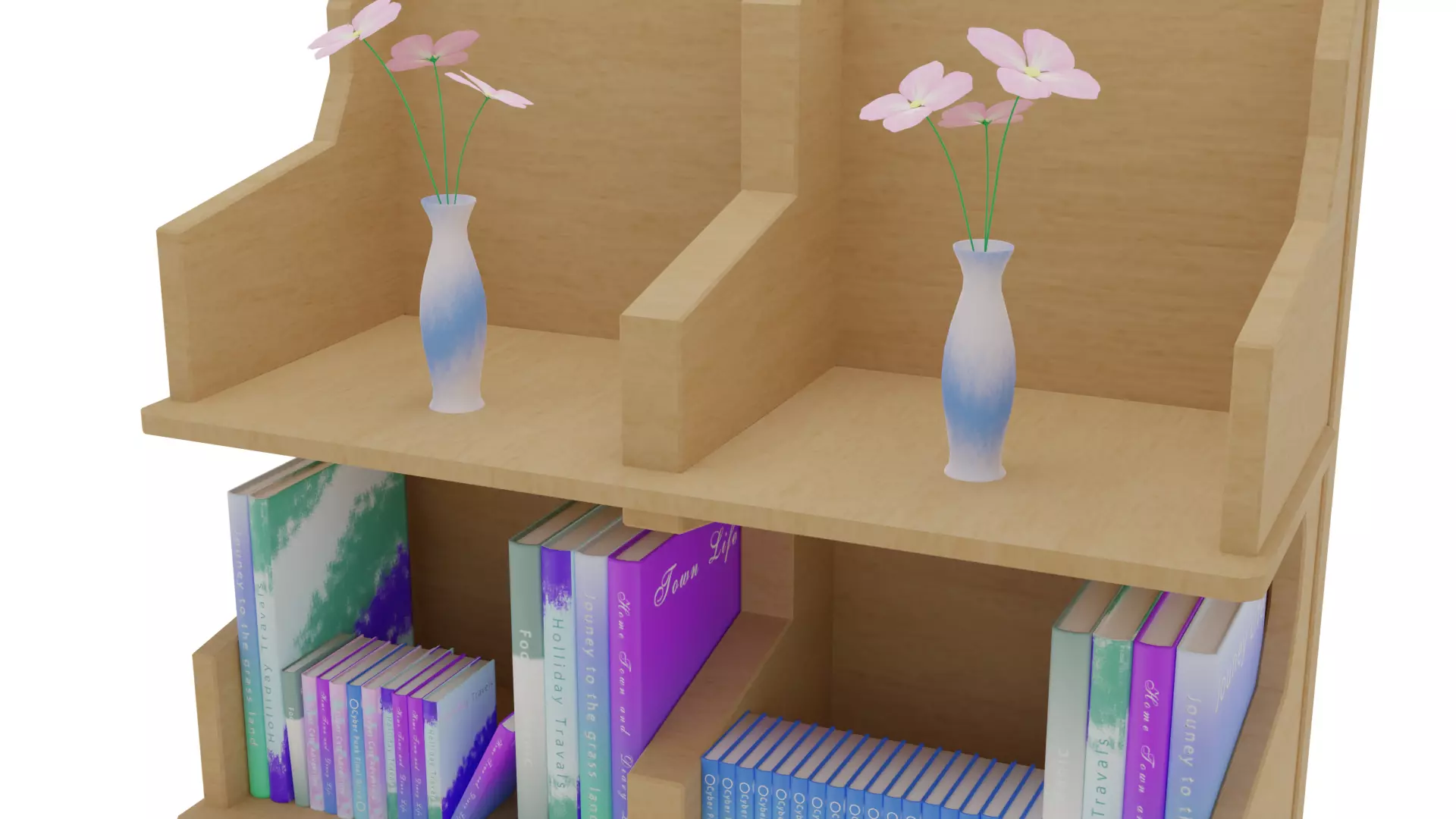 Wooden Bookcase Low-poly 3D model_4