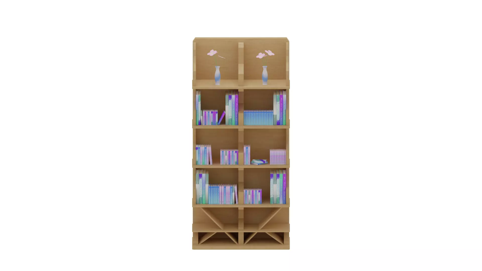 Wooden Bookcase Low-poly 3D model_1