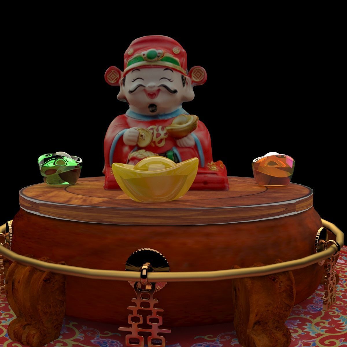 Chinese god of fortune figure 3D model_6