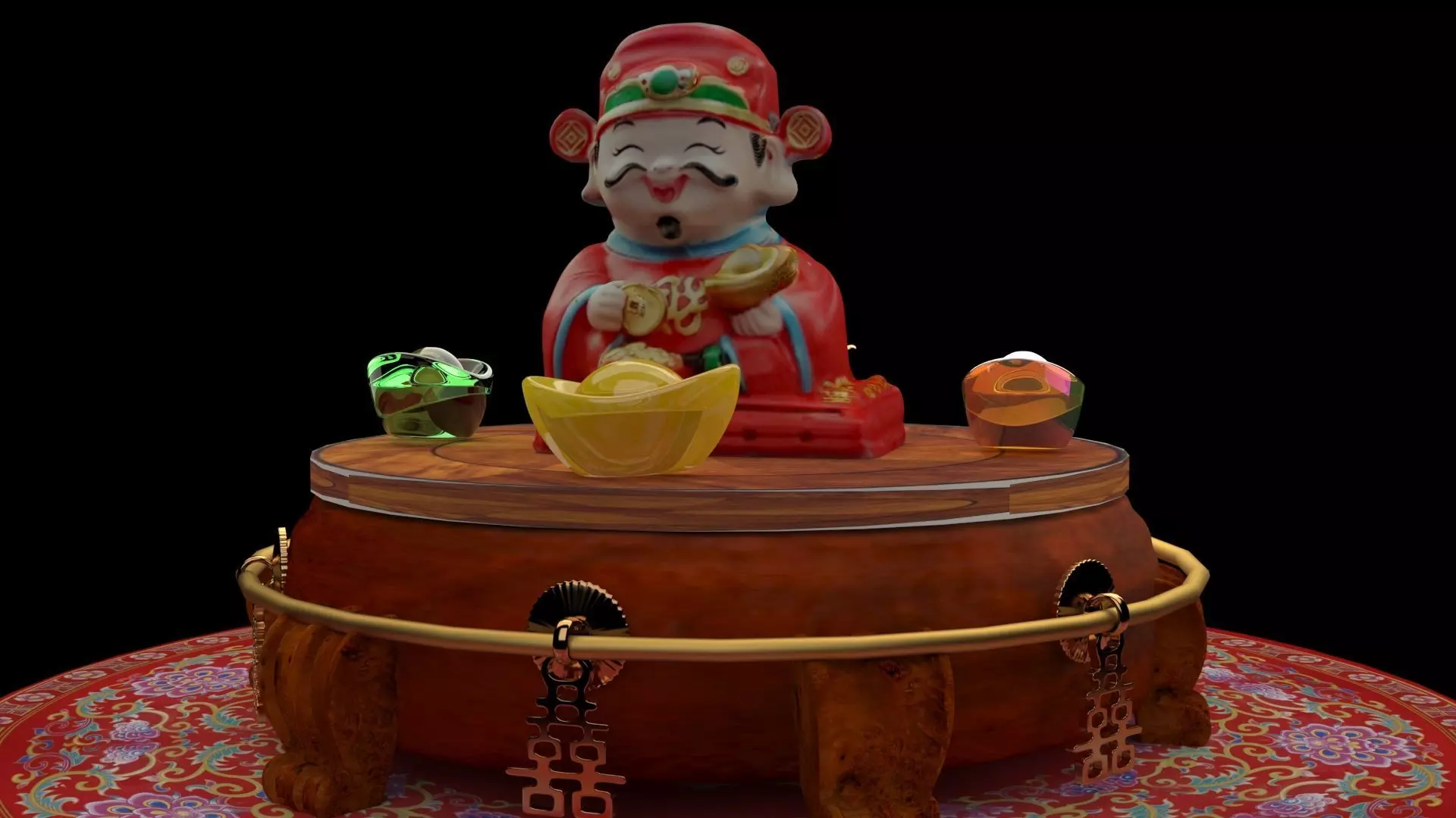 Chinese god of fortune figure 3D model_0