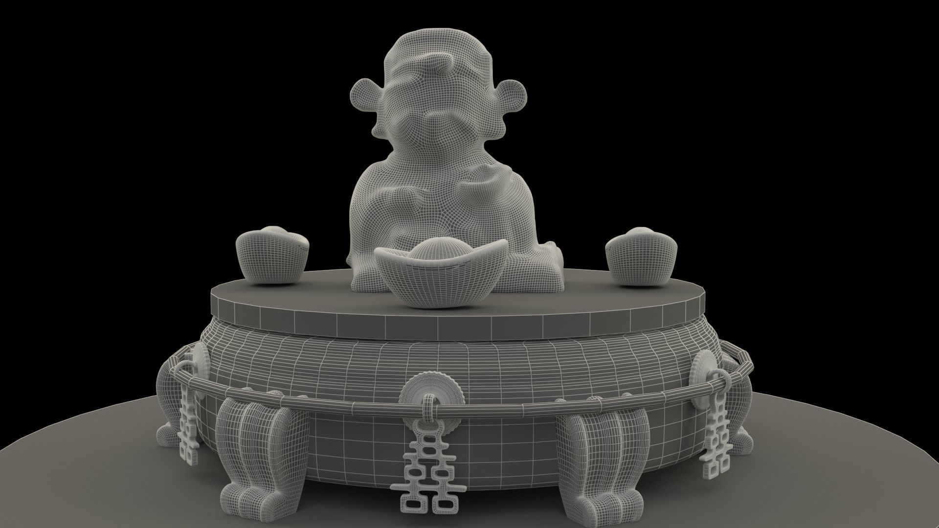 Chinese god of fortune figure 3D model_7