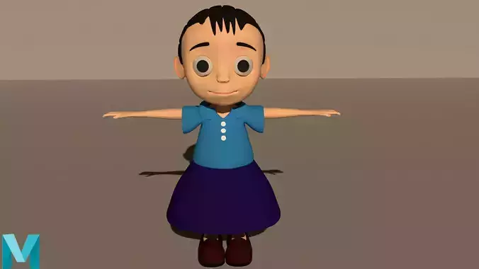 Cartoon girl 3D model
