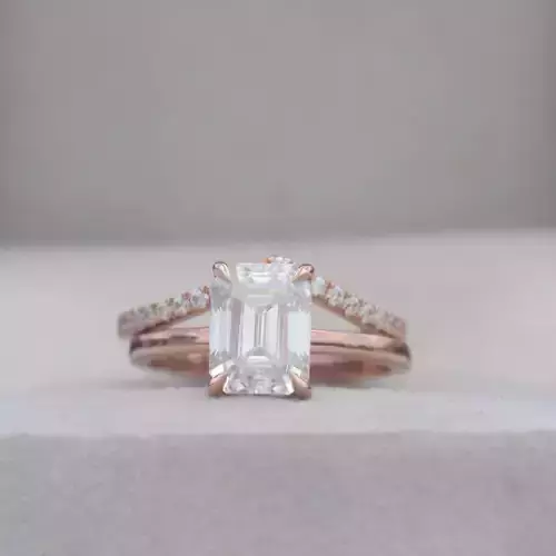 Emerald Cut Diamond Engagement Ring - 3D Model 3D print model