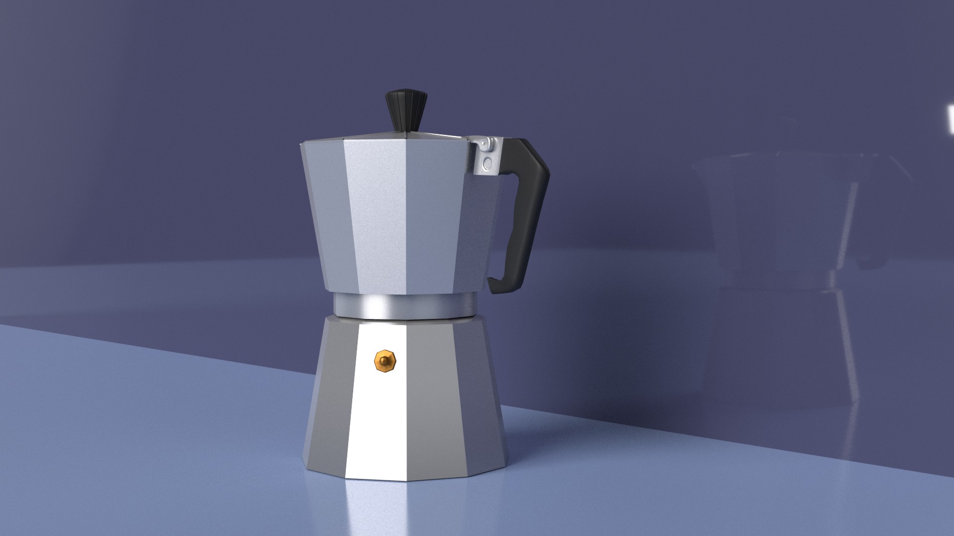 Italian coffee maker Low-poly 3D model_2