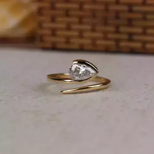 Contemporary Pear Cut Diamond Ring - 3D Model 