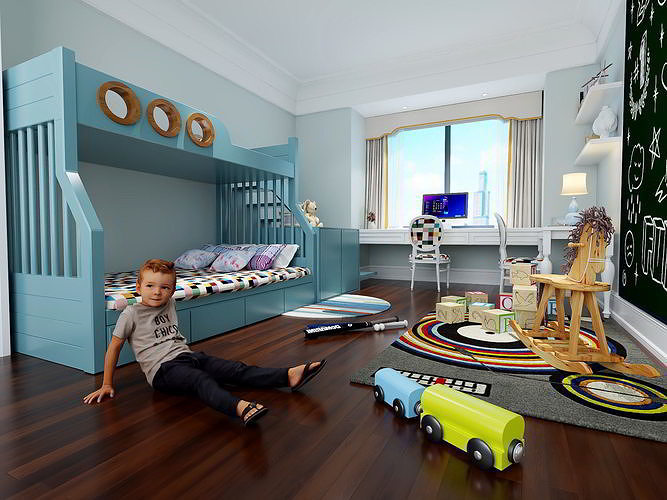 Realistic European children room 3D model
