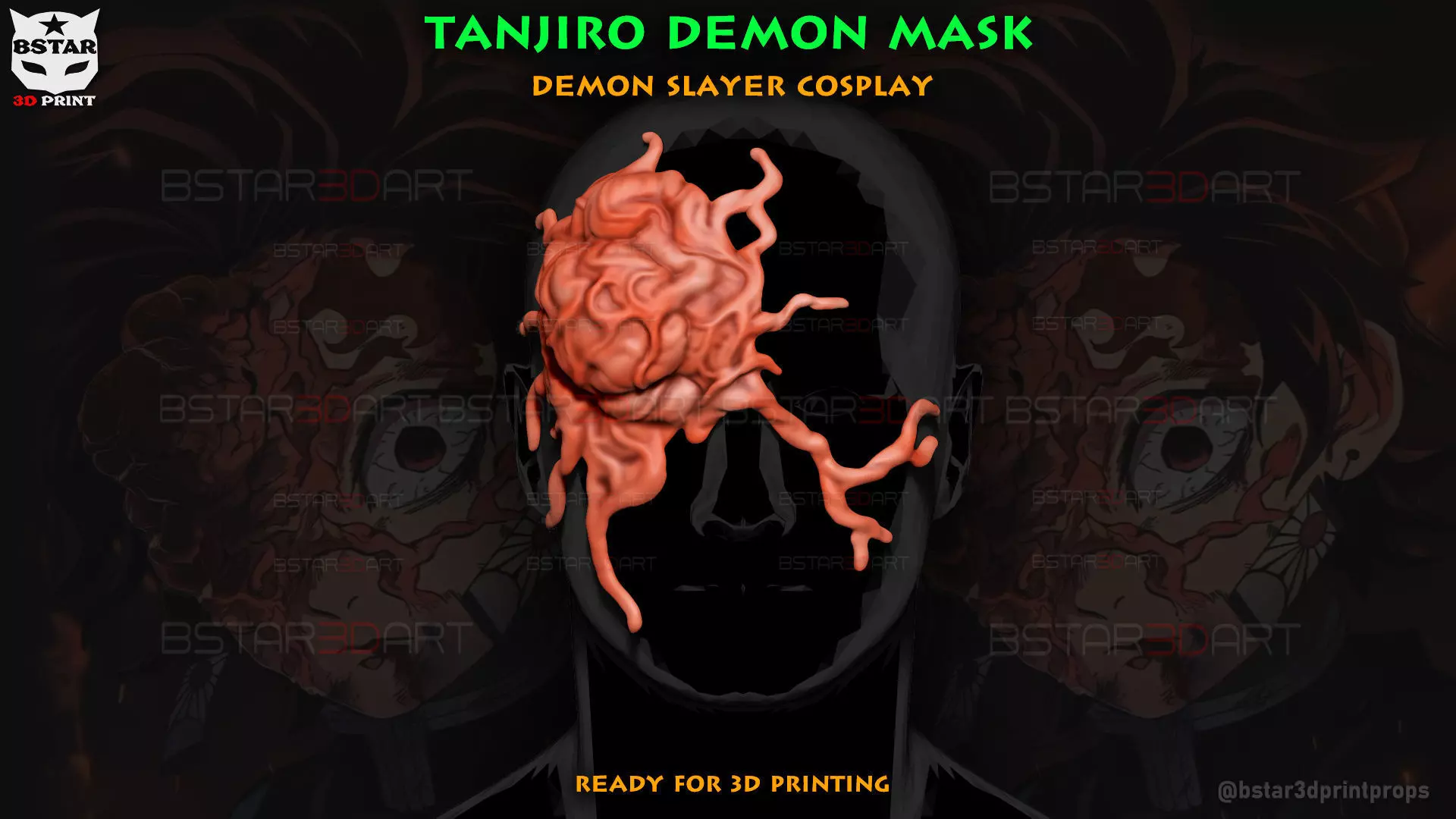 Tanjiro Demon Mask - Demon Slayer Cosplay 3D print model_0