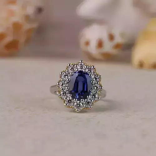 Vintage Inspired Oval Cut Halo Ring- 3D Model