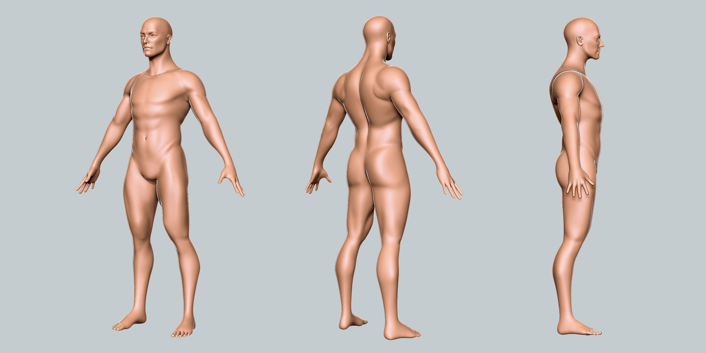 Male Basemesh Low-poly 3D model_4
