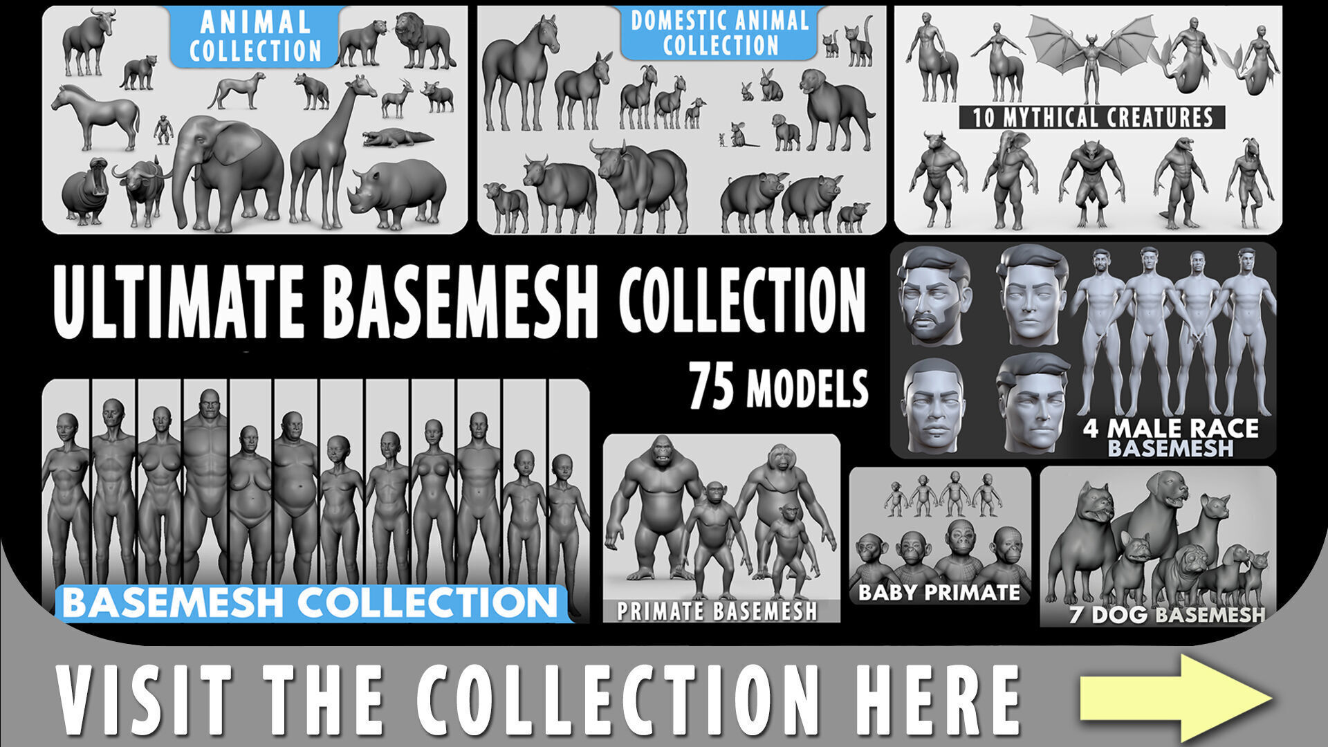 Male Basemesh Low-poly 3D model_7