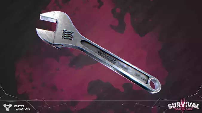 Stilized Survival Wrench Low-poly 3D model