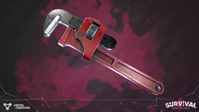 Stilized Survival Pipe Wrench Low-poly 3D model