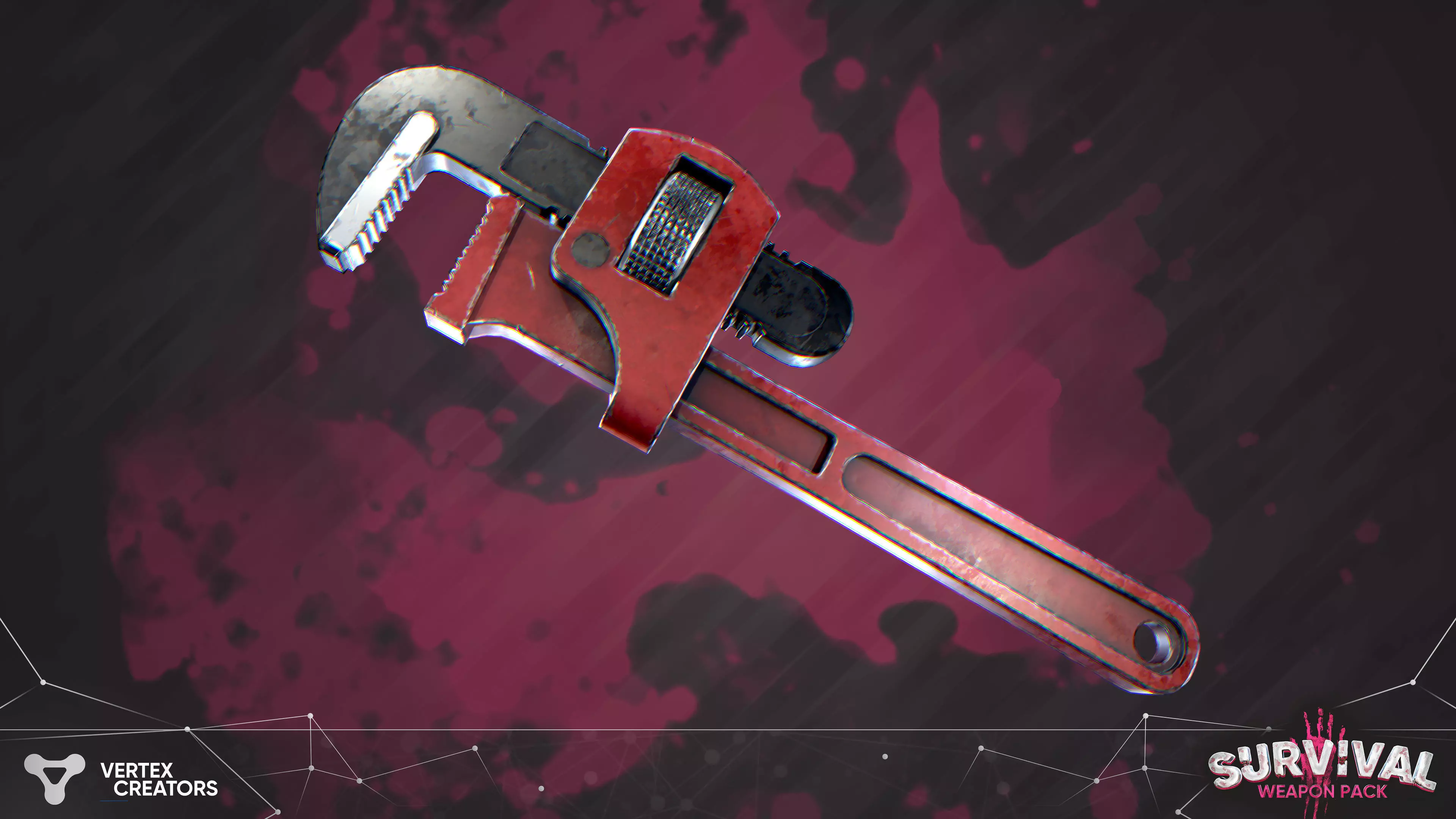 Stilized Survival Pipe Wrench Low-poly 3D model
