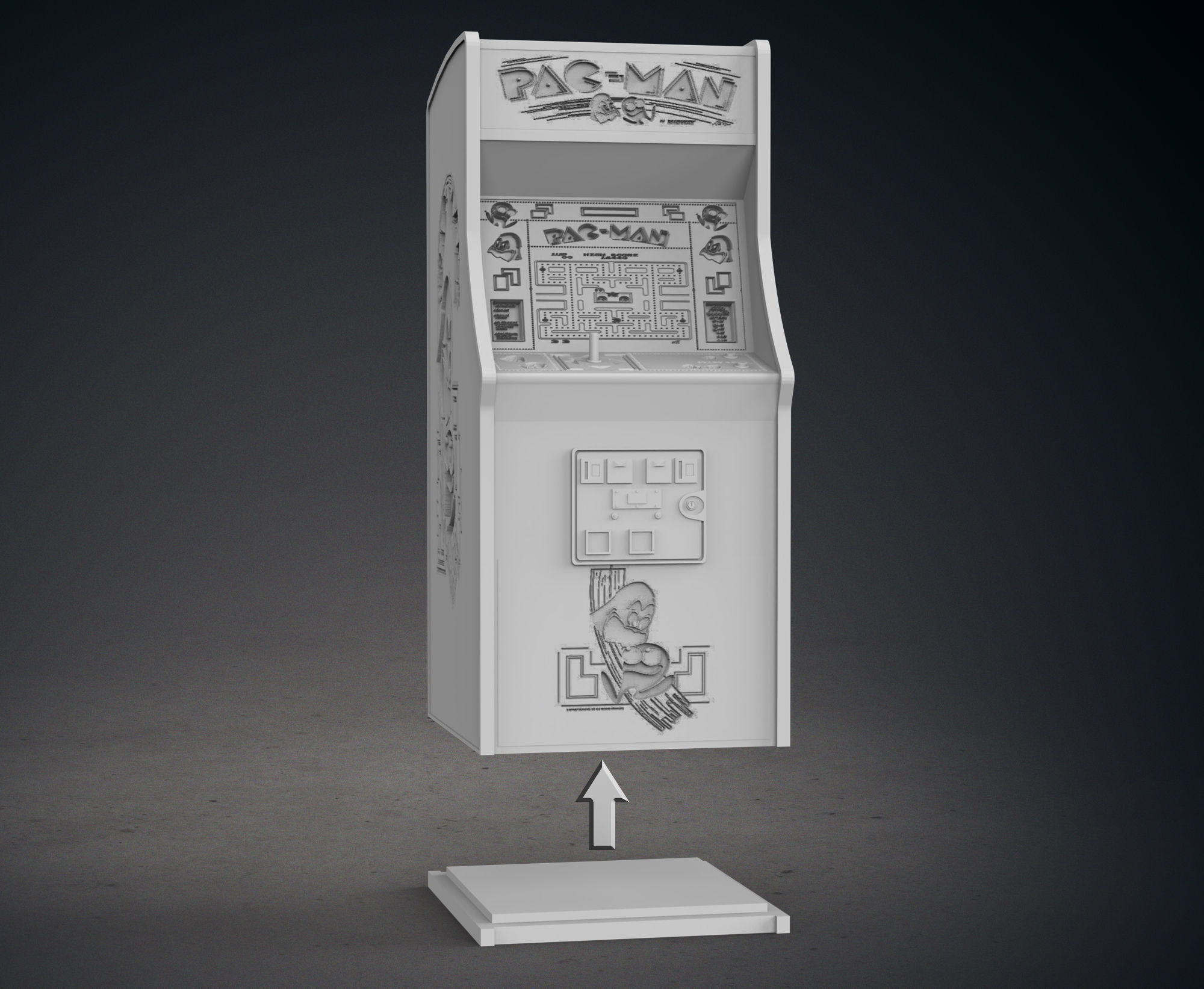 Pac-Man Arcade Cabinet with Lithophane 3D print model_11