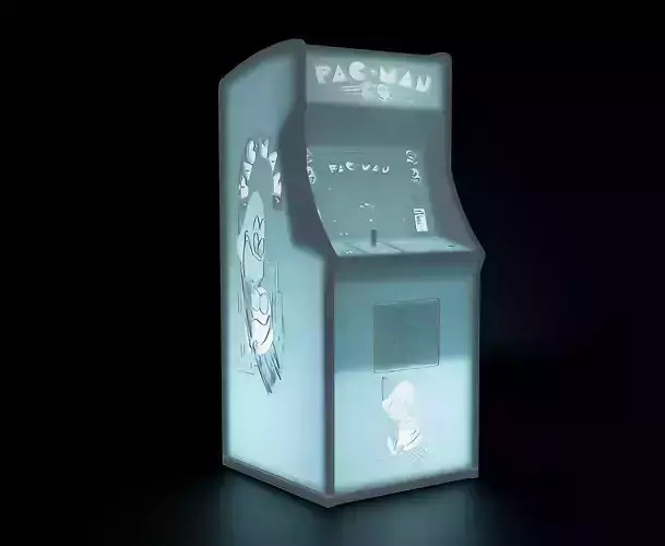 Pac-Man Arcade Cabinet with Lithophane 3D print model