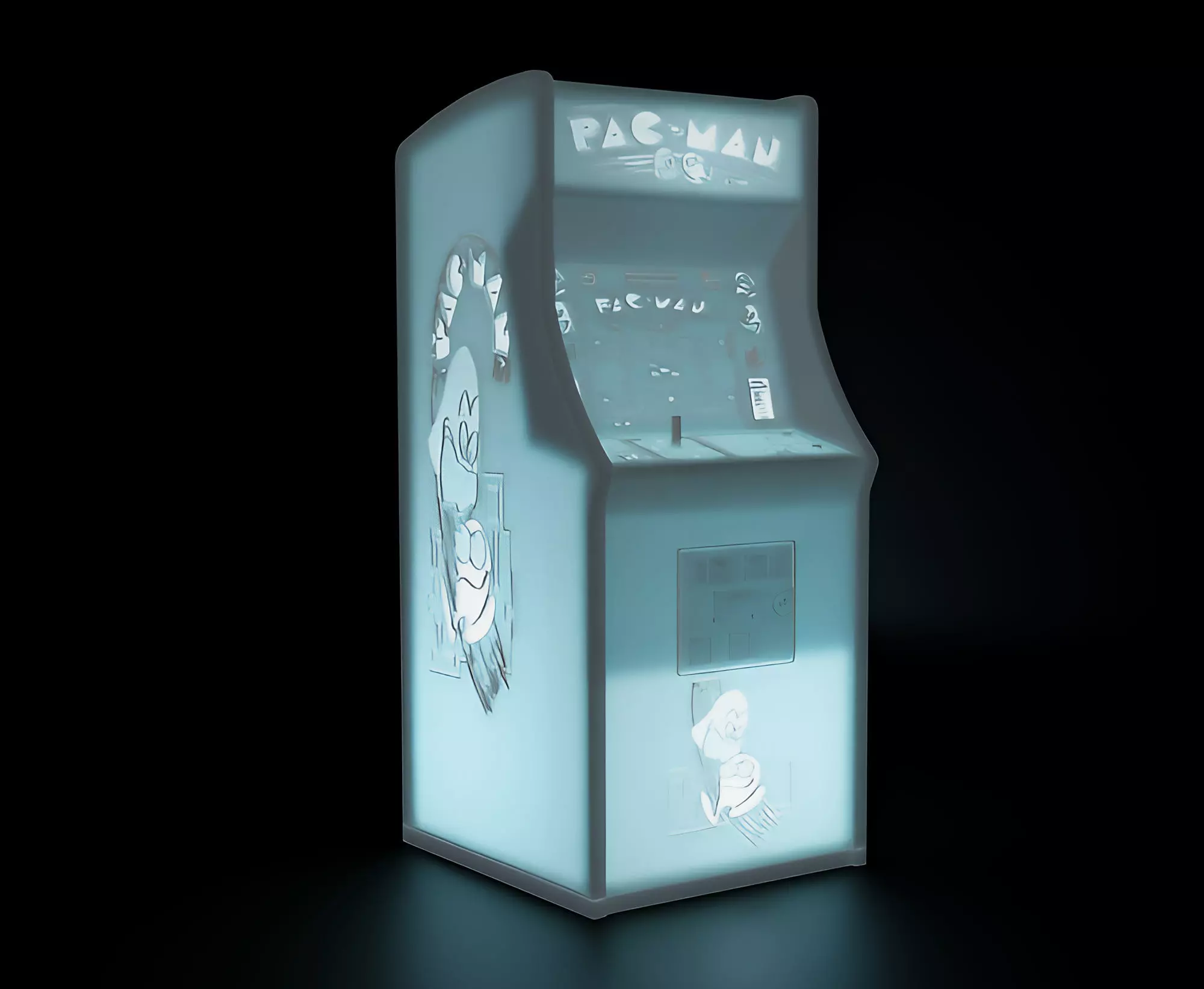 Pac-Man Arcade Cabinet with Lithophane 3D print model_0