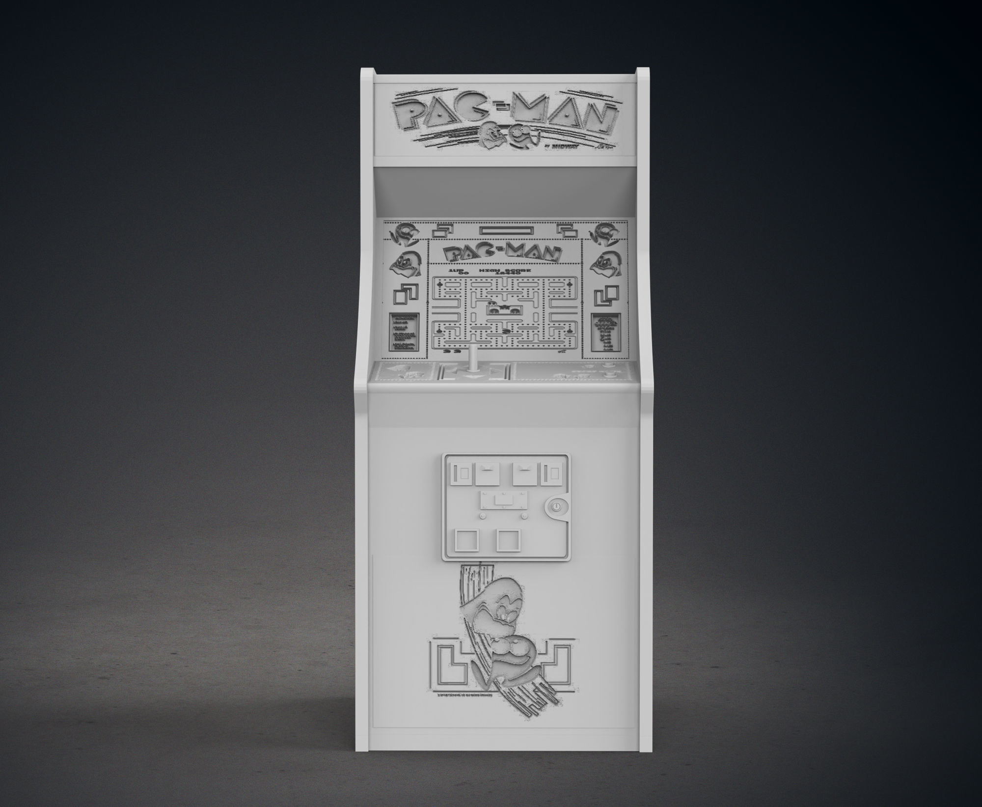 Pac-Man Arcade Cabinet with Lithophane 3D print model_10