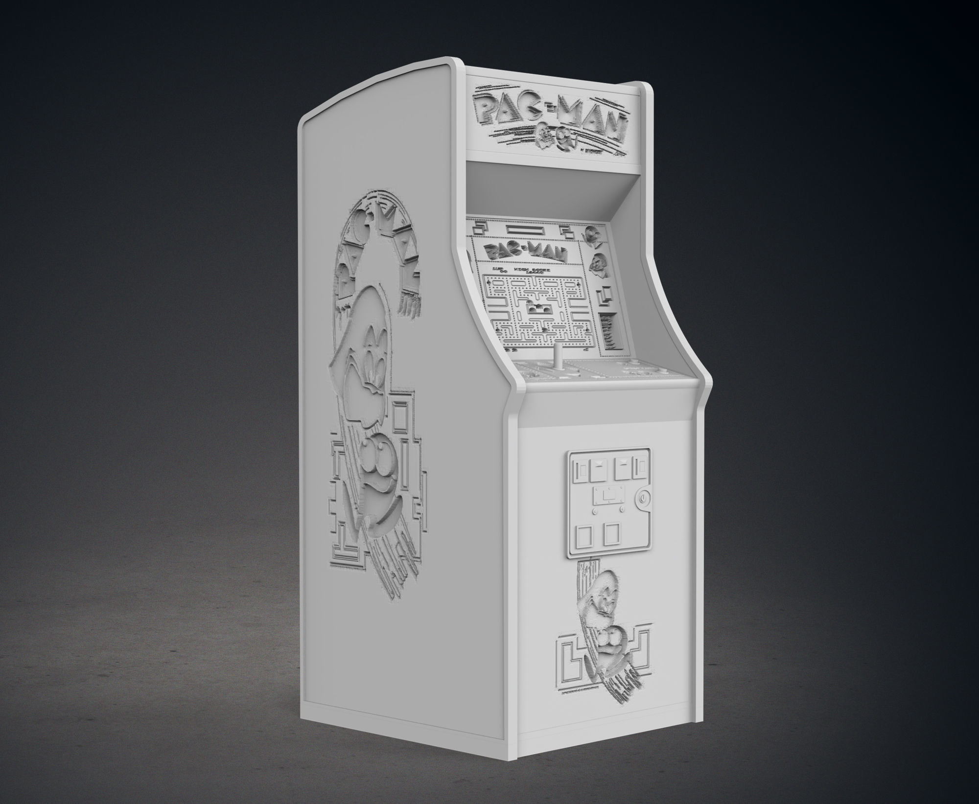 Pac-Man Arcade Cabinet with Lithophane 3D print model_9