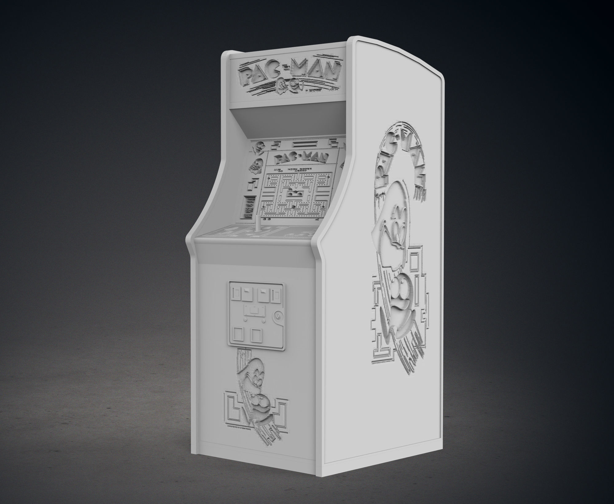 Pac-Man Arcade Cabinet with Lithophane 3D print model_3