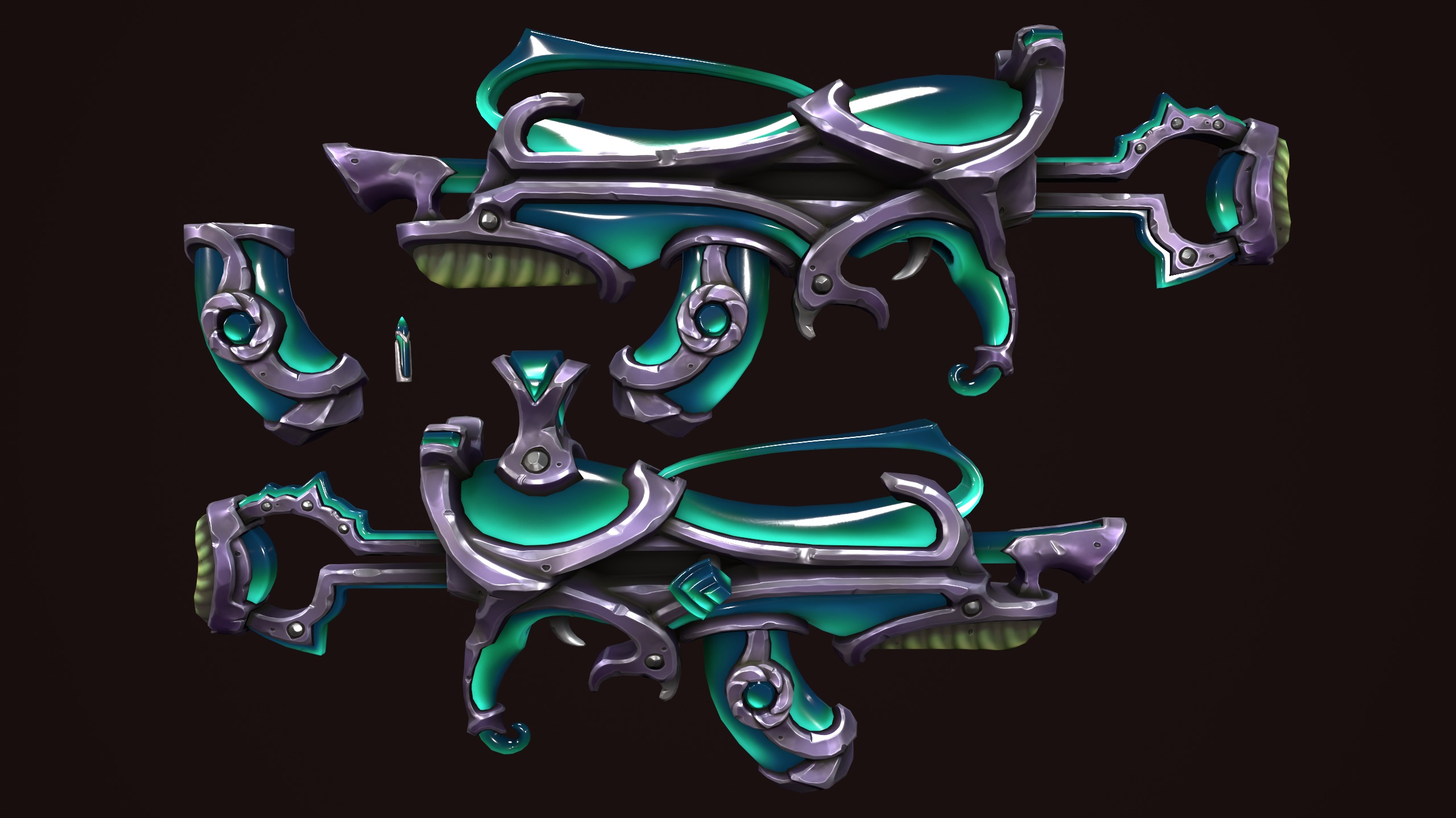 Crystal assault rifle Low-poly 3D model_17